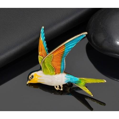 Rhinestone Enamel Flying Swallow Bird Pins&Brooches for Womens Clothes Scarf buckle collar jewelry Bird pins Brooches BH200052