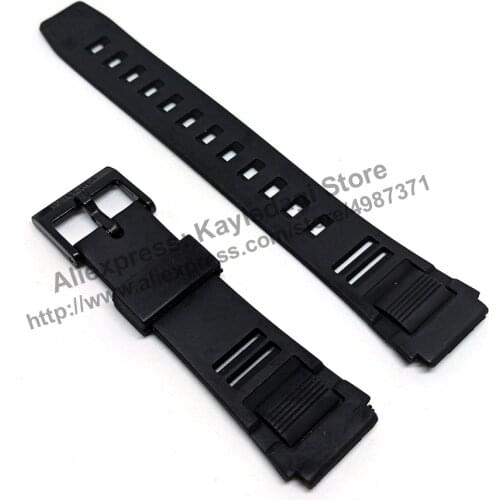 19mm Black Rubber Watch Band / Strap Comp. for Casio ABX-20, ABX-23, ABX-24, ABX-20U , AW-44 , AW-44Q , DB-150 , DB-150W , DB-81