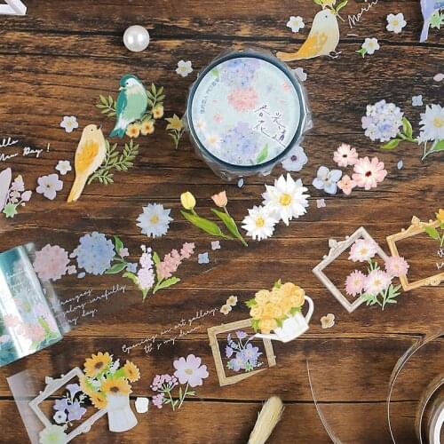 Kawaii Pet cat Masking Washi Tape flower Daisy bird Decorative Adhesive Tape Decora Diy Scrapbooking Sticker Label