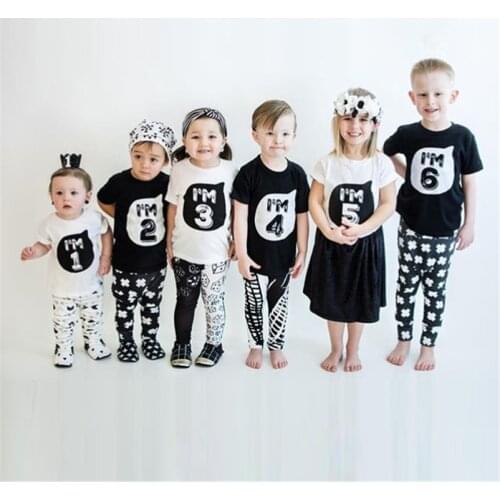 Boys T-shirt I'm 1 2 3 4 5 6 Year Baby Birthday Outfits Toddler Girl T Shirt Infant Clothing Short Sleeve Girls Shirt Summer Top