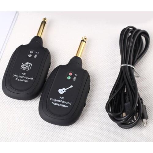 A8 UHF Guitar Wireless System Transmitter Receiver Built-in USB Rechargeable wireless 50M UHF guitar transmitter Dropshipping