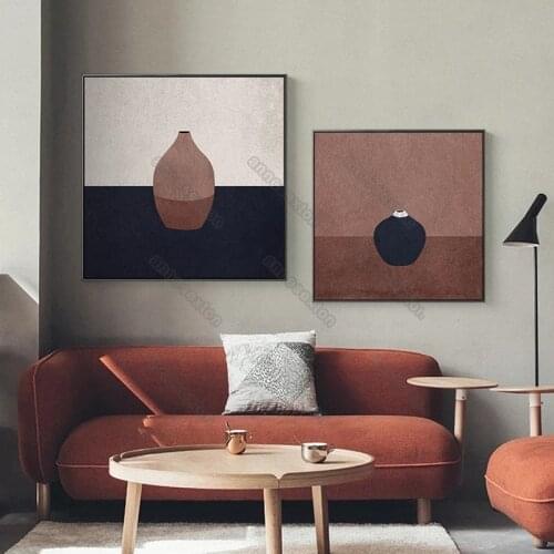 Modern Style Canvas Painting Poster and Print Quaint Vases In Red or Black and White Background for Home Rooms Decoration