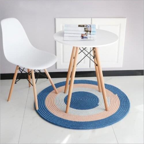 Chenille Round Carpet Modern Simple Color Woven Mats Living Bedroom Rug Hanging Basket Computer Chair Mats Home Decor Foot Mats