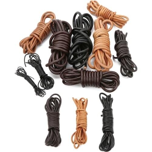 2meters Round Real Leather Cord Diy Necklace Making Accessories 1 2 3 4 5 6 8mm Leather Rope String Craft Supplies For Jewelry