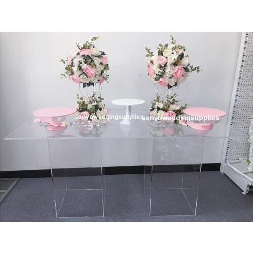 Stylish clear Acrylic Bouquet Display Stand Square Pedestal Wedding Decor senyu1777