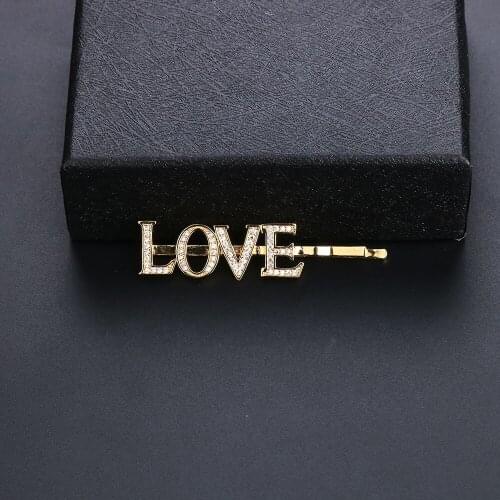 Lateefah Custom Trendy Women Crystal Hair Pins Kawaii Styling Lady Letters Clips for Valentines Birthday Gifts Barrettes