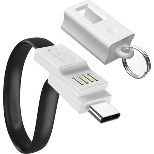 Mini Keychain USB Cable For Huawei Samsung Type C Micro usb Charge Cord Power bank Accessory Portable Charging Data Short Wire