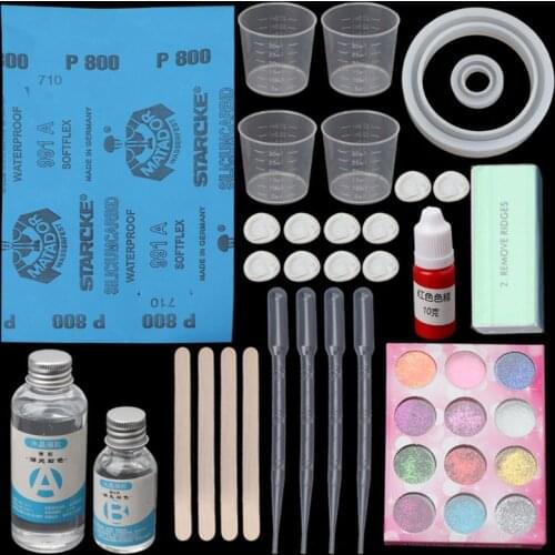 DIY Epoxy Resin Ring Bracelet Molds Jewelry Making Tool Kit With Resin AB Glue R2LE