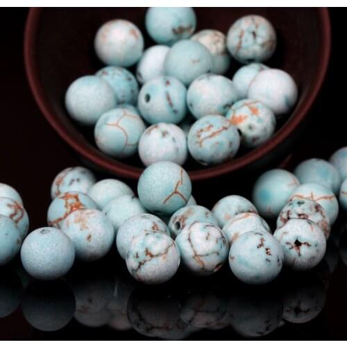 Natural Dull Polished Blue Turquoises Stone Round Loose Spacer Beads For Jewelry Making DIY Bracelet Handmade 4/6/8/10/12mm