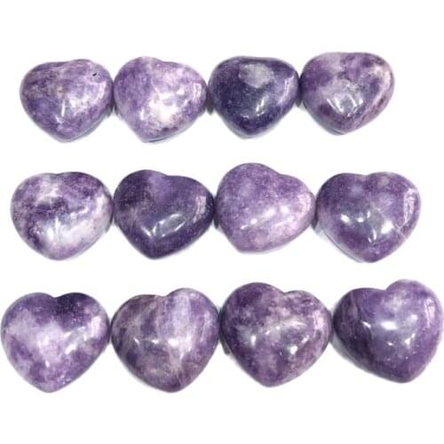 New arrivals hand carved healing gemstone natural purple Lepidolite heart shaped stone for wedding souvenirs guests