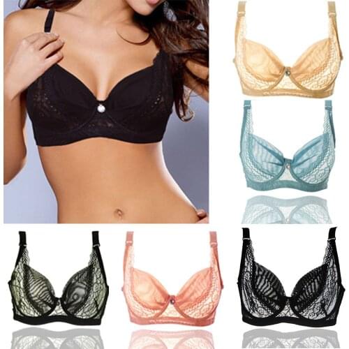 New fashion women sexy thin cup push up bra Thin lace mesh push up bra 3/4 cup Bras Women modis Lingerie Comfy No-Pad Underwear