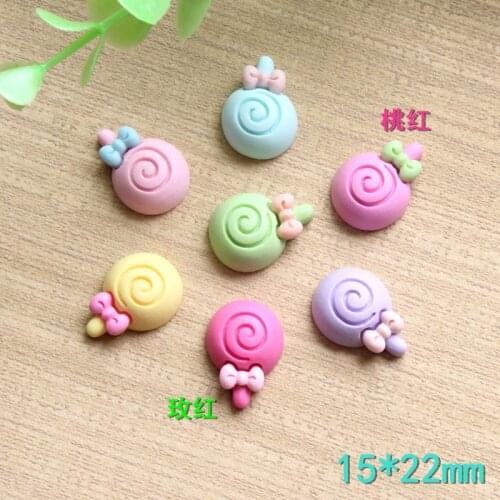 Wholesale 50pcs Flatback Ribbon Bow Decorated Candy Shape Resin Cabochons DIy Jewelry Findings Ornament Accessory Cameo Craft