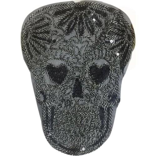 Sequins Patch Black Skull Diy Clothes Ins Stickers Large Biker Badge Sew On Patches For Clothing Strange Things Christmas Gift