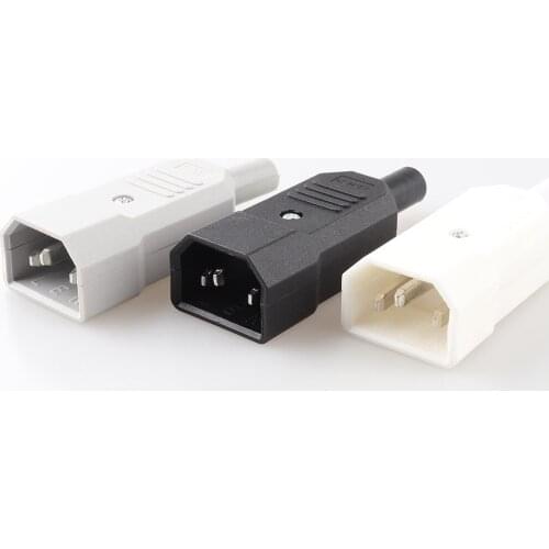 IEC Straight Cable Plug Connector C13 C14 10A 250V Black female&male Plug Rewirable Power Connector 3 pin AC Socket