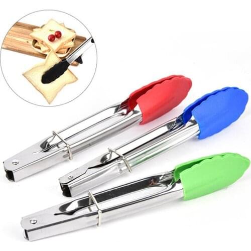 Silicone Food Tong Stainless Steel Kitchen Tongs Silicone Non-Slip Cooking Clip Clamp BBQ Salad Tools Grill Kitchen Accessories
