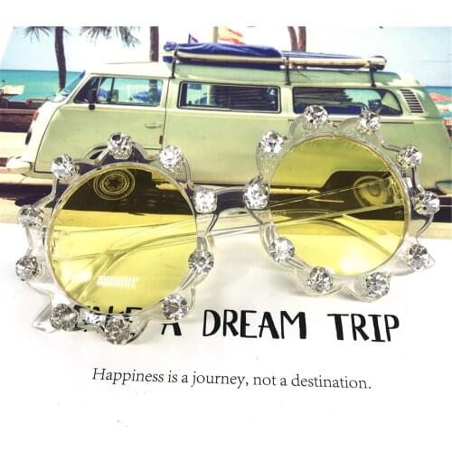 ZAOLIHU Diamond Yellow Lens Kids Sunglasses 4-8 Years Girls Lovely Sun Glasses UV400 Summer Eyeglasses Round Small Baby Gafas