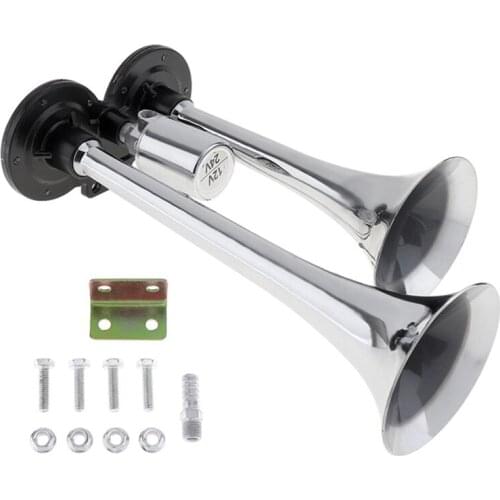 Super Loud 12V/24V 150Db Air Horn Kit,Dual Trumpet Truck Air Horn ,for Trucks/Lorrys/Trains/Cars/Motorcycle
