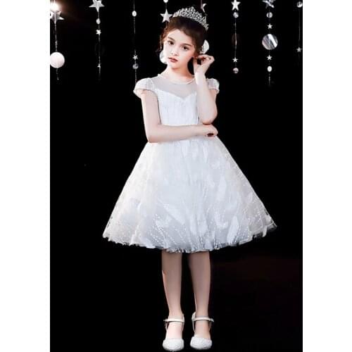 A-Line Knee Length Flower Girl Dresses Party Chiffon Cap Sleeve Jewel Neck with Pattern / Print
