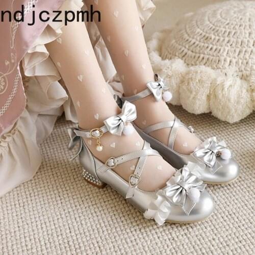 Shoes Lolita Shoes Women Japanese Style Mary Jane Shoes Women Vintage Girls High Heel Shoes College Student Big Size 30-46