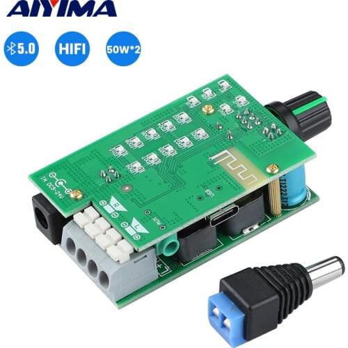 AIYIMA TPA3116D2 Power Amplifier Audio Board 2x50W Bluetooth 5.0 Amplifier Stereo HIFI Amplificador Home Audio Amp