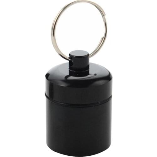 Waterproof Mini Aluminum Alloy Pill Box Case Bottle Drug Holder Container Keychain Medicine Box Health Care Black