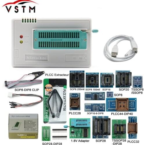 XGECU 100% Original New TL866II Plus Universal Minipro Programmer+17 Adapters+Test Clip TL866 PIC Bios High speed Programmer