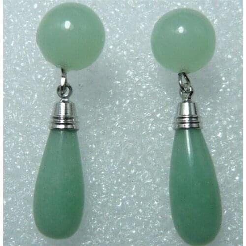 Mujer moda pendientes oorbellen earrings green chalcedony Round stud Earrings gem stone simple 925 Sterling