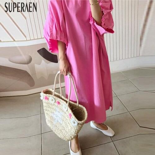 SuperAen Fashion Women Dress New Korean Style Cotton Casual Ladies Dress Temperament Big Size Spring New 2021 Women Clothing