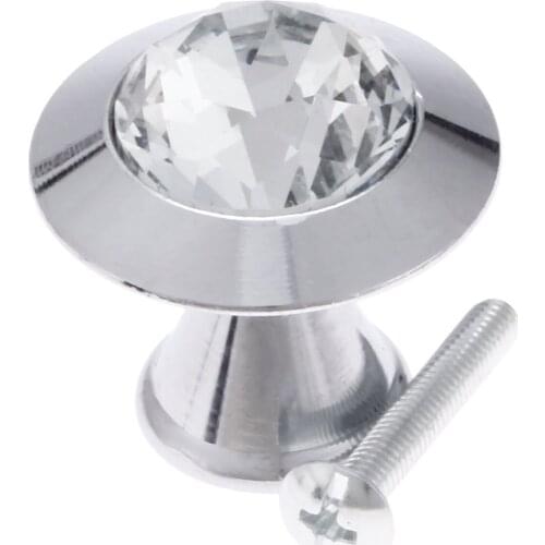 1Pc Crystal Clear Diamond Glass Knobs Cabinet Door Drawer Cupboard Pull Handle Kitchen Wardrobe Closet Knobs 30x32mm