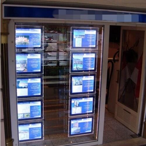 10PCS A4 Single Sided Cable Wire Window Hanging Acrylic Led Display for Real Estate,Properties Agent,Restaurant,Shopping Center