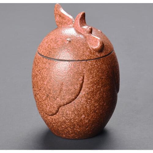 2021 new urn pet ceramics coarser pottery turned golden chicken animal cremation ash sealed pot can be used as a souvenir
