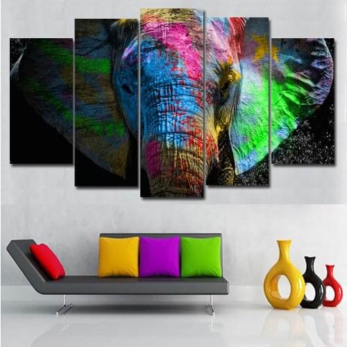 5 Pcs Colorful Elephant Animals Art Canvas Painting Posters Prints On Canvas Wall Picture For Home Decor Wall Art