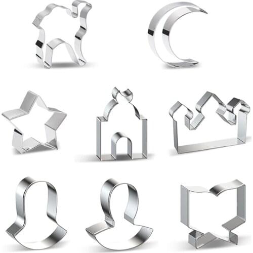 P9YE 8Pcs Eid Mubarak&Ramadan Cookie Cutters DIY Moon Star Biscuit Cutters Cake Mould