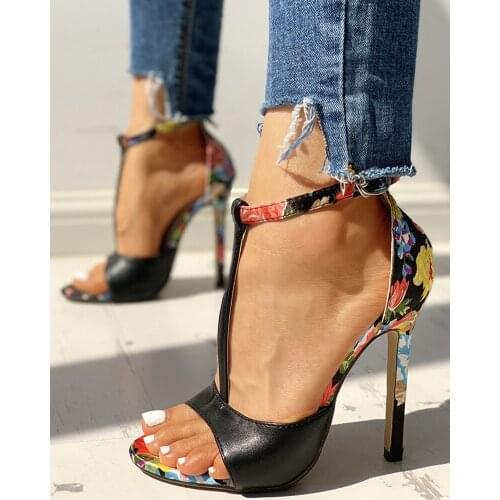 Free shipping super high with sexy fish mouth stiletto womens sandals Europe and America floral toe shoes