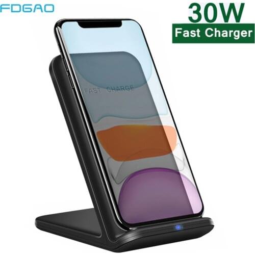 30W Qi Wireless Charger For iPhone 12 11 XS X XR Charging Dock for Samsung S20 S10 Xiaomi Mi 10 Huawei Mate 40 Pro Fast Charger