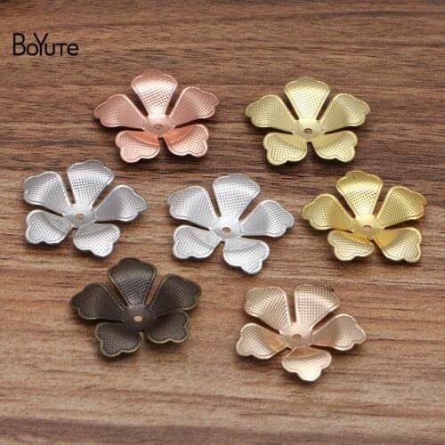 BoYuTe Wholesale (100 Pieces/Lot) 30MM Vintage Charms Stamping DIY Jewelry Hand Made Brass Material Flower Charms