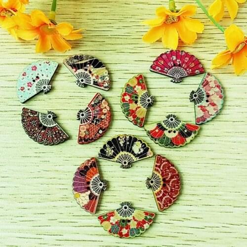 200pcs19*30mm 2 holes wood colorful cute Fan shape sewing buttons and scrapbooking accessories for craft botoes para artesanato