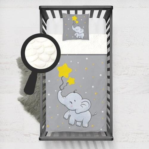 Kids Minky Blanket Super Soft and Warm Baby Blankets Children for Couch and Bed Elephant and Yellow Stars Gray Model 046