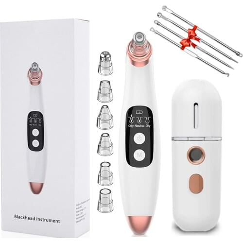 Electric Blackhead Acne Facial Nose Cleaner Vacuum Suction Acne Nose Blackhead Acne Acne Needle Set+ Nano Sprayer Steamer