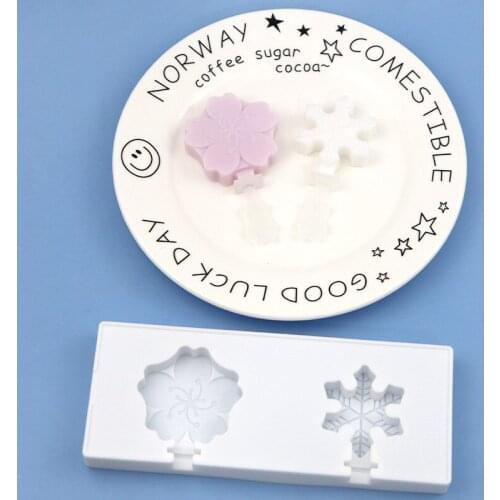 Ice Cream Mold Silicone Snowflake Popsicle Mold Ice Cube Tray Cute Cartoon DIY Homemade Freezer Ice Maker with Lid