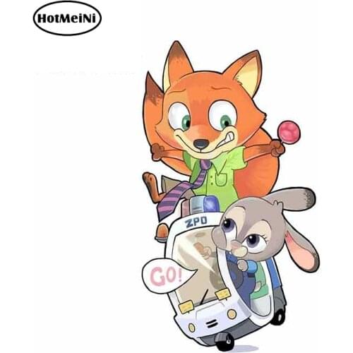 HotMeiNi 13cm x 7.5cm For Crazy Animal City Fox Nick Rabbit Fine Decal Funny Graffiti Sticker 3D Car Stickers VAN Decoration