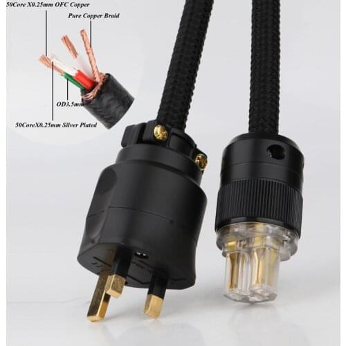 FURUTECH HIFI amplifier 99.998% OFC Pure Copper Gold Plated UK IEC AC Female Male Power Plug Power Cable Cord Wire