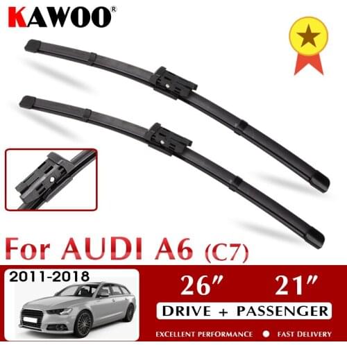 KAWOO Wiper Blade LHD/RHD Front Car Wiper Blades Set For Audi A6 C7 2011 to 2017 Auto Windshield Windscreen Front Window 26"+21"