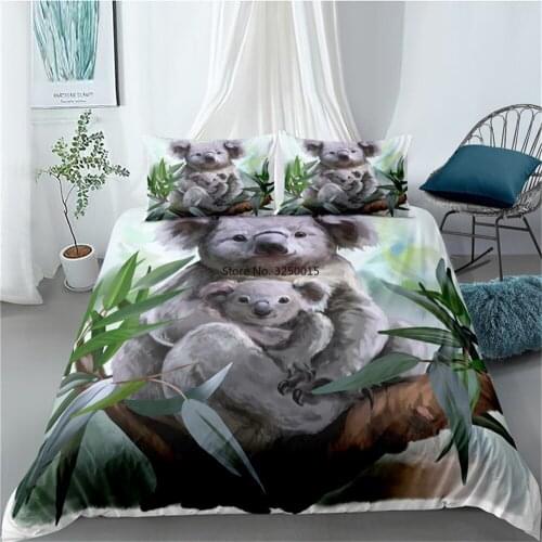 3D Animal Bedding Set Lovely and Mischievous Mother and Son Laura Printed Duvet Cover Set Bedcloth with Pillowcase Bedding Sets