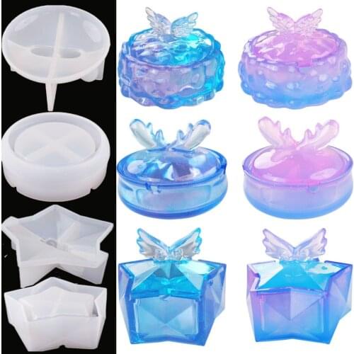 Star Shaped Jewelry Storage Box Silicone Mould for Diy Handmade Uv Epoxy Clouds Ashtray Resin Molds Newest