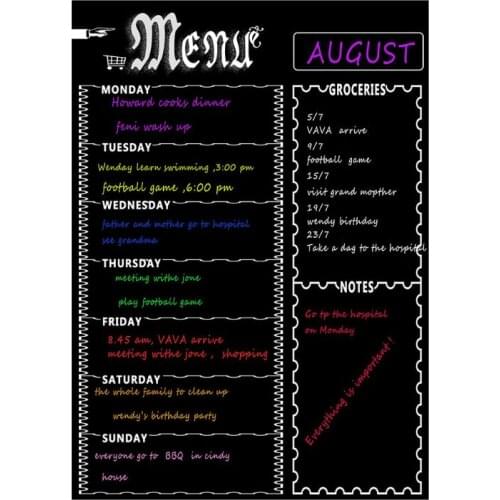 Magnetic Refrigerator Chalkboard,Weekly Menu, Meal Planner,Grocery Shopping List 97BF