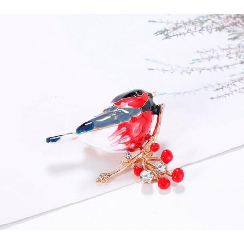 Cute Vivid Bird Brooches For Women Winter Animal Design Pin Branch Accessories Available High Quality