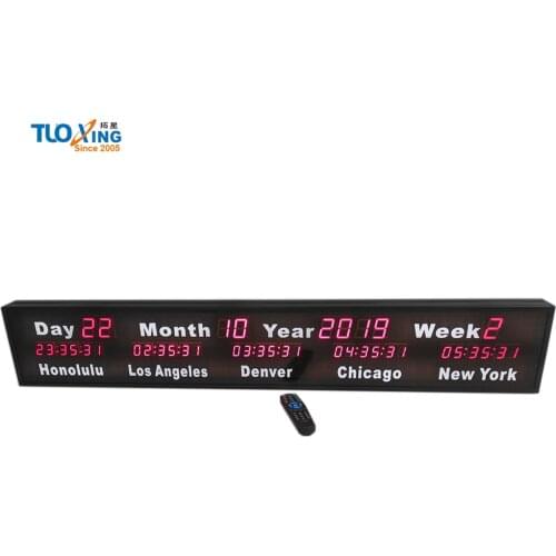 World zone clock led clock wall clock green light