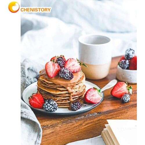 CHENISTORY Oil Paint By Numbers Food Landscape DIY Coloring By Numbers Adults Kit Drawing On Canvas Handmade Art Home Decor Gift