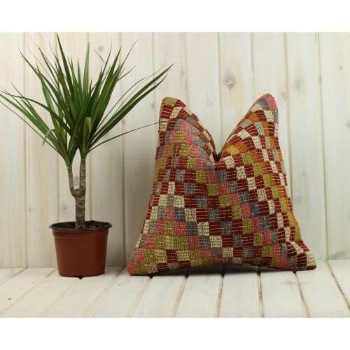 Handmade Kilim Pillow Cases Hand Woven Turkish Anatolian Traditional Motifs Cushion Cover Vintage Home Decorative Zip Carpet